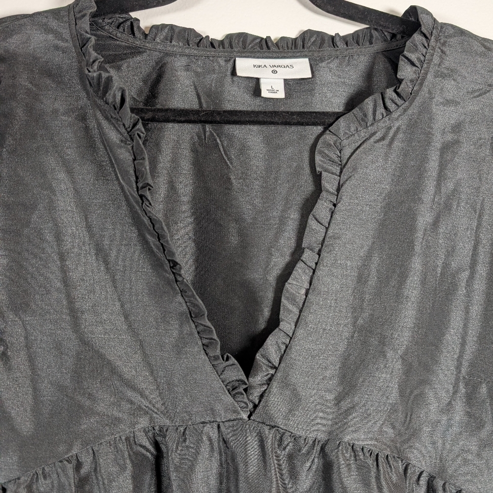 Kika Vargas Black Puff Sleeve Midi Dress - Picture 2 of 7